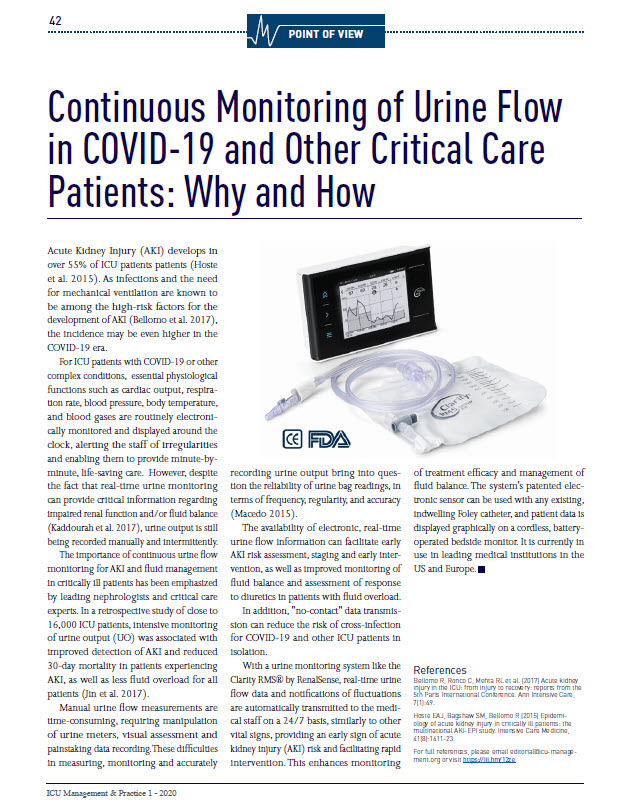 ICU Management & Practice: Continuous Monitoring of Urine Flow in COVID-19 Patients